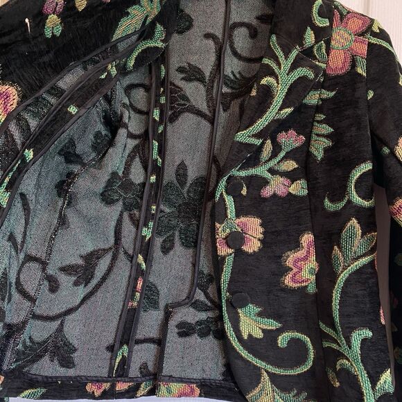 Erin London Tapestry blazer jacket womens PS brocade vntg artsy shoulder pads - Picture 13 of 13